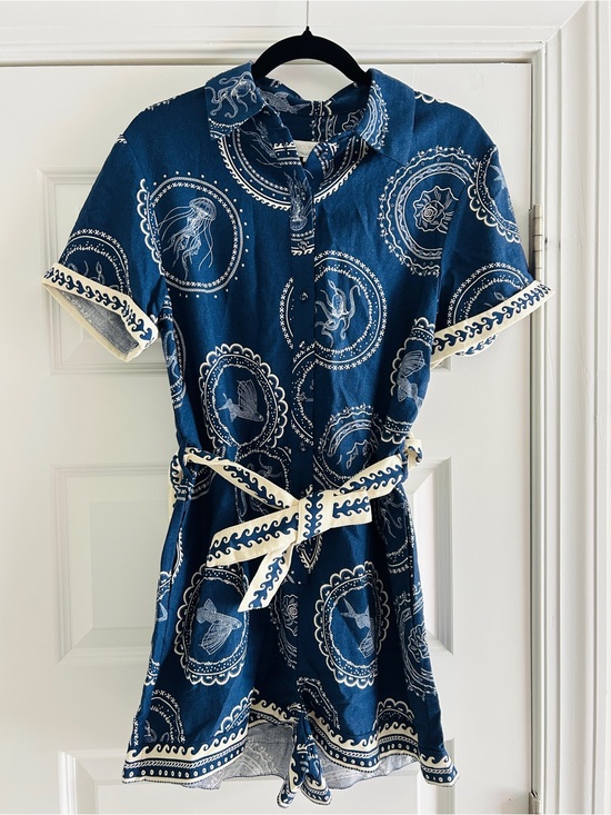 Caroline Constas Dresses & Skirts - Caroline Constas Navy with Ocean details romper Short- Shirt with Belt. Sz2